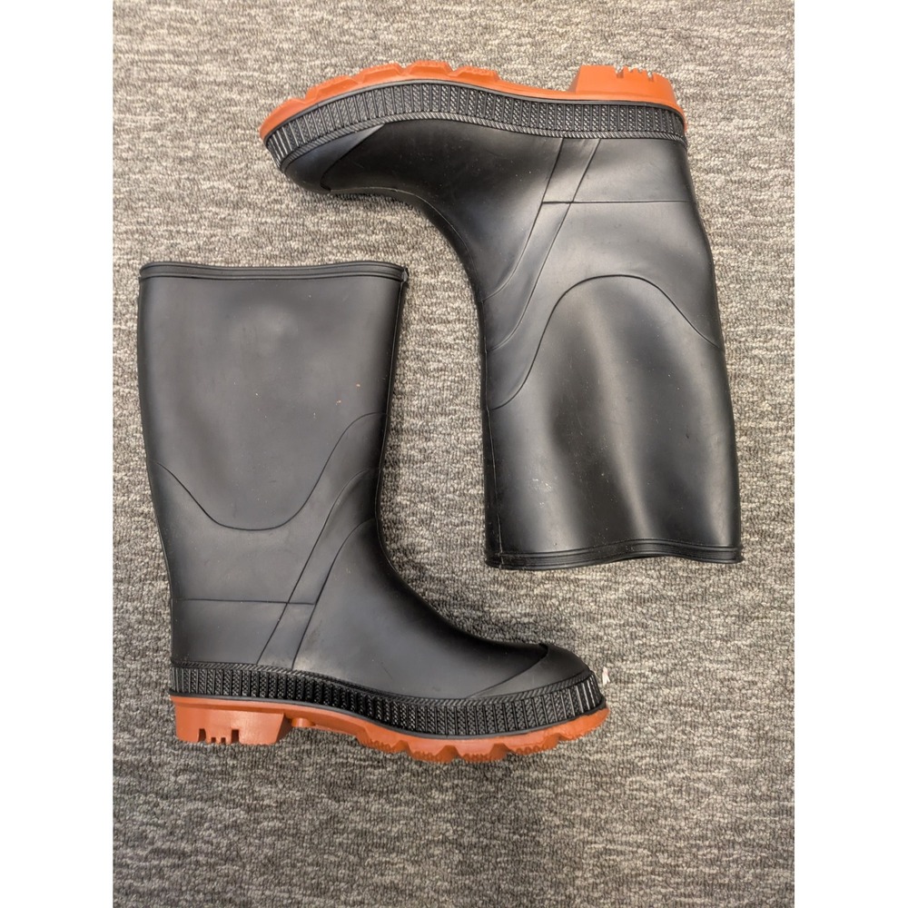 Kids Size 4 Black Rain Boots Rubber Waterproof